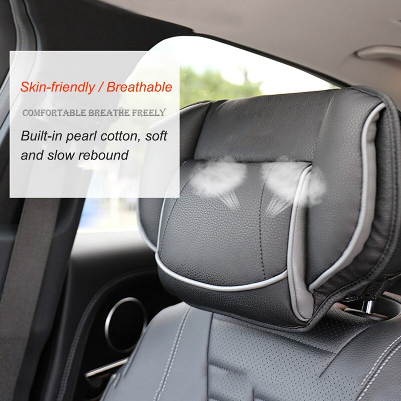Oreiller universel d'appui-tête de siège de voiture, oreiller réglable de cuir d'oreillers de cou de mousse de mémoire de tête de siège