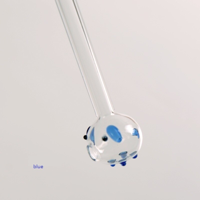 3pcs/lot Glass Straws Pig Glass Straw Lovely Drink Like Fish Handmade Glass Straw Pipette Pig Drinking Straws: blue