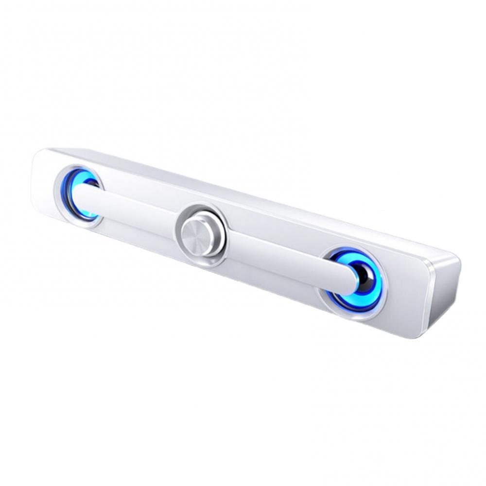 Wired Version/Bluetooth Version Speaker Stereo LED Light Subwoofer Sound Bar shocking sound effects for Computer TV Phone: White Wired