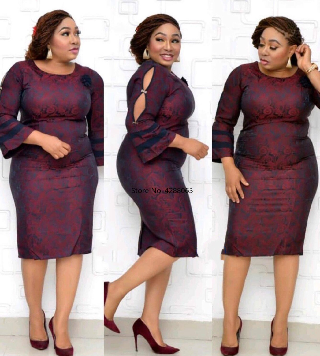 Syksy elegantti afrikkalaiset naiset o-neck printing plus koko mekko afrikkalaiset vaatteet afrikkalaiset mekot naisille afrikkalaiset vaatteet