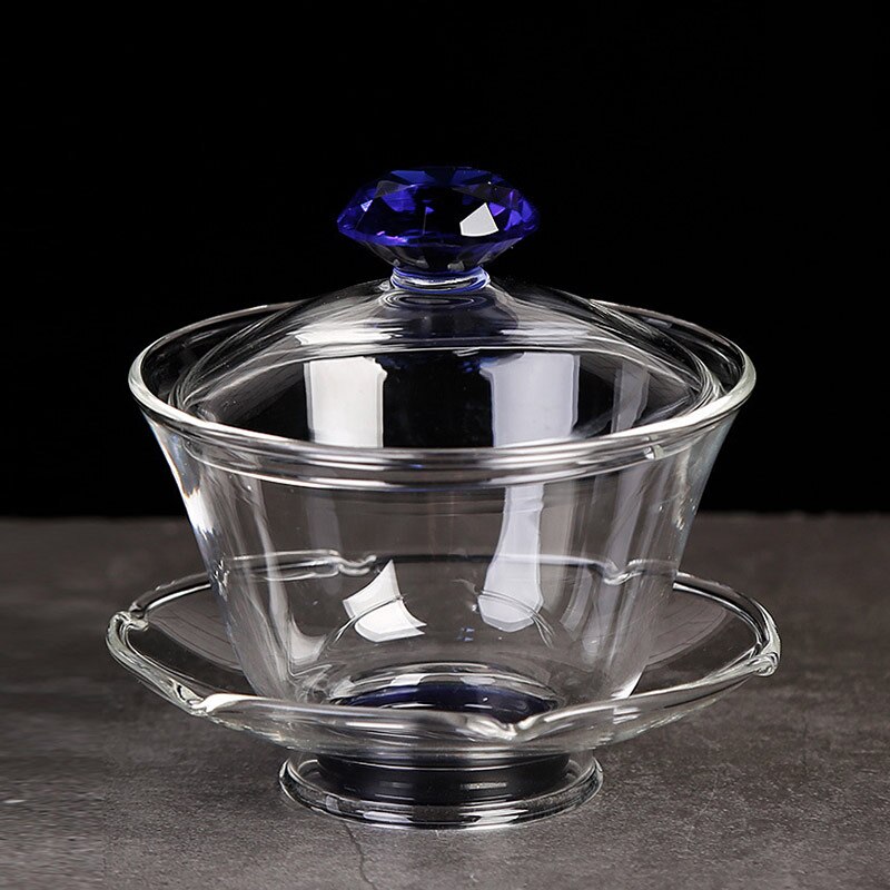 Bacia de vidro resistente ao calor, copo e pires dos utensílios de mesa de vidro, bacia de vidro da forma de lótus