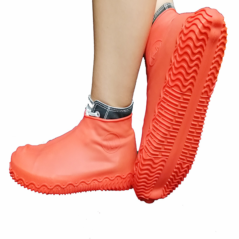 Waterdichte Schoen Cover Outdoor Regen Schoen Cover Dikke Slijtvaste Anti-Slip Schoen Cover Silicone Shoe Cover: orange / S