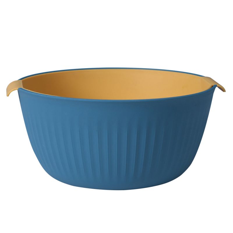 Baske Living Room Two-color Draint Kitchen Multifunctional Double-dish Washing Basket Fruit Basket Home Water Filt: Blue
