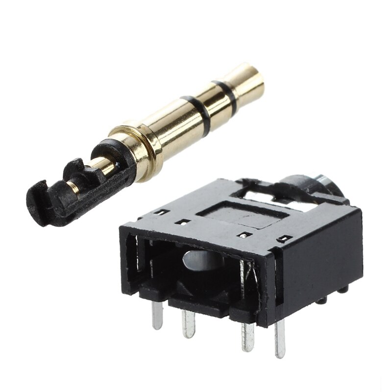 10Pcs 3.5Mm Mannelijke Plug 3 Pole Solderen Oortelefoon Hoofdtelefoon Audio Jack Gold Tone &amp; 10Pcs Dip Pcb mount 5 Pins 3.5Mm Socket Headpho
