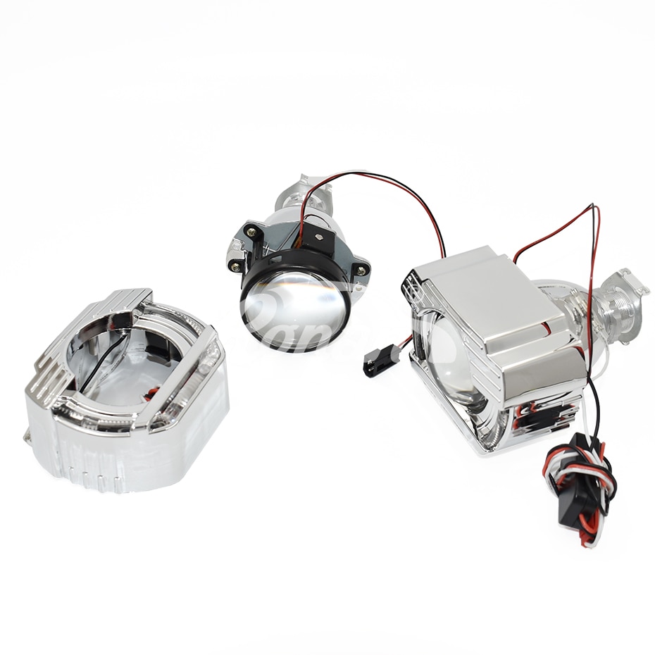 Ronan 2.0 moto H1 bi xénon led angel eyes un ensemble jet-ta shrouds H4 H7 adaptateur voiture phare utiliser H1 ampoule pour la rénovation