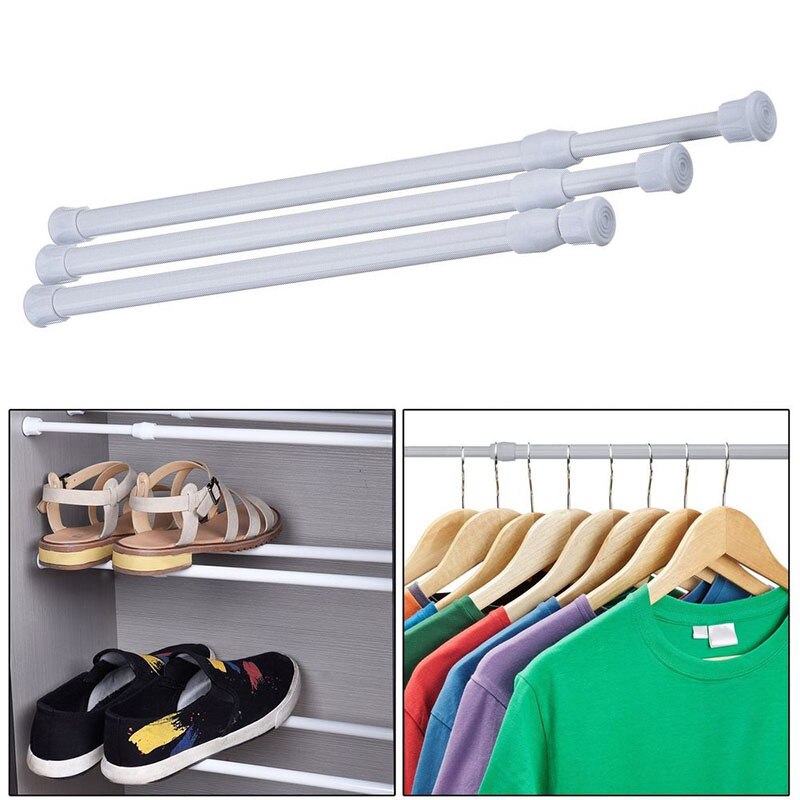 Adjustable Curtain Rod Metal Spring Loaded Bathroom Bar Shower Extendable Telescopic Poles Rail Hanger Rods B99