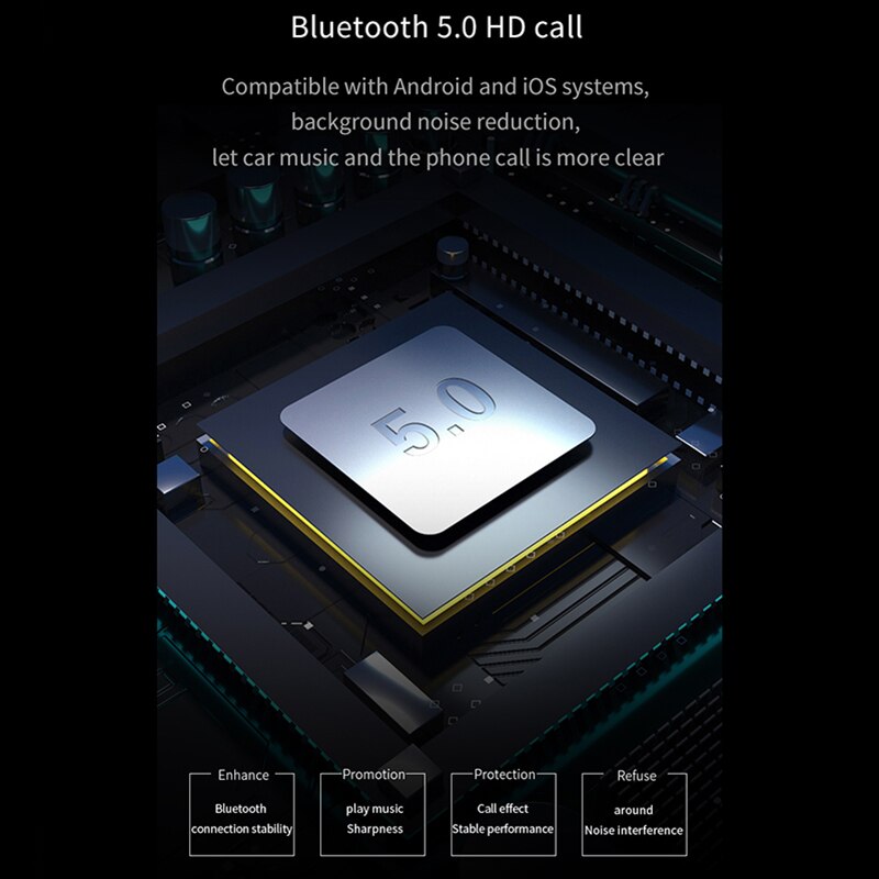 Tioodre universal bil fm-sender bluetooth 5.0 bil  mp3 spiller modulator adapter tf kort håndfri dobbel usb smartbrikke