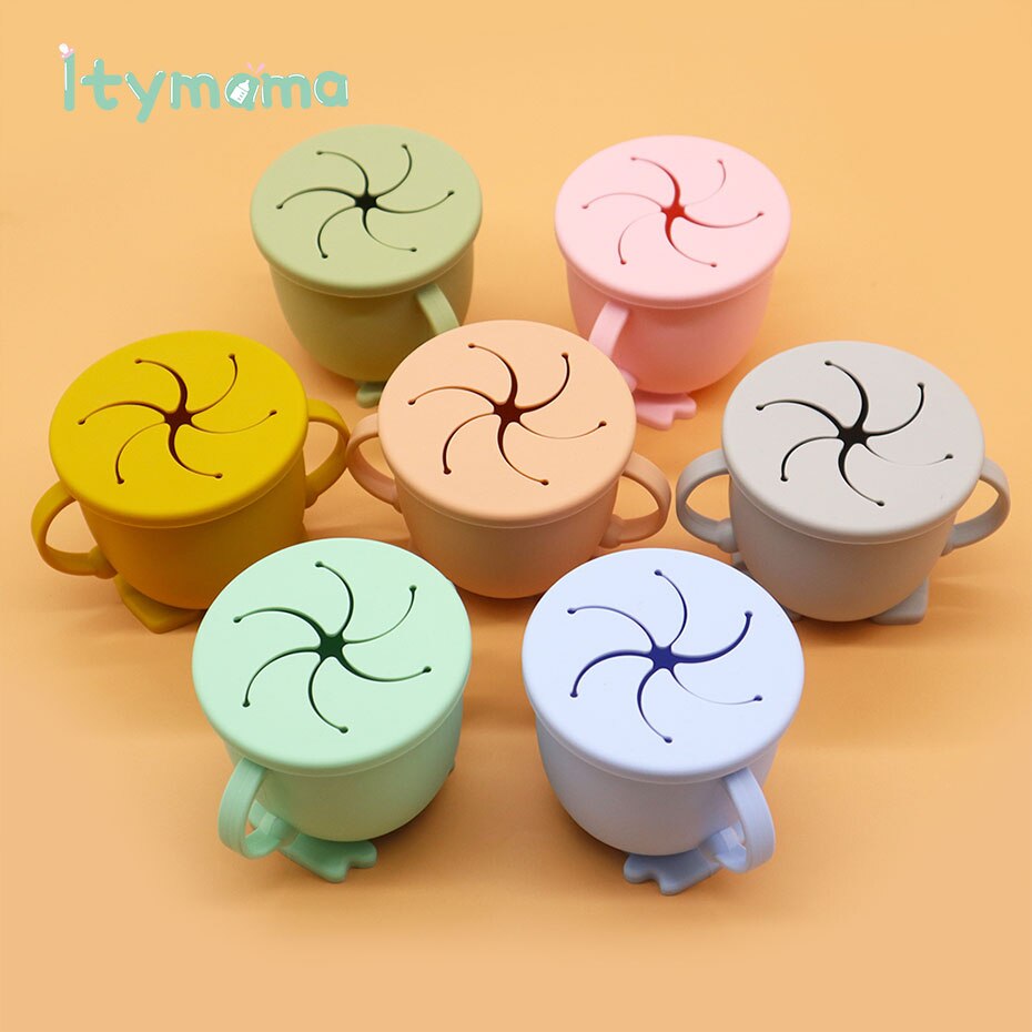 Silicone Tasse De Casse-Croûte Pour Les Tout-petits et Les Enfants Bébé Apprentissage D'alimentation Tasses Vaisselle Pour Enfants SANS BPA De Alimentaire En Silicone Étanche