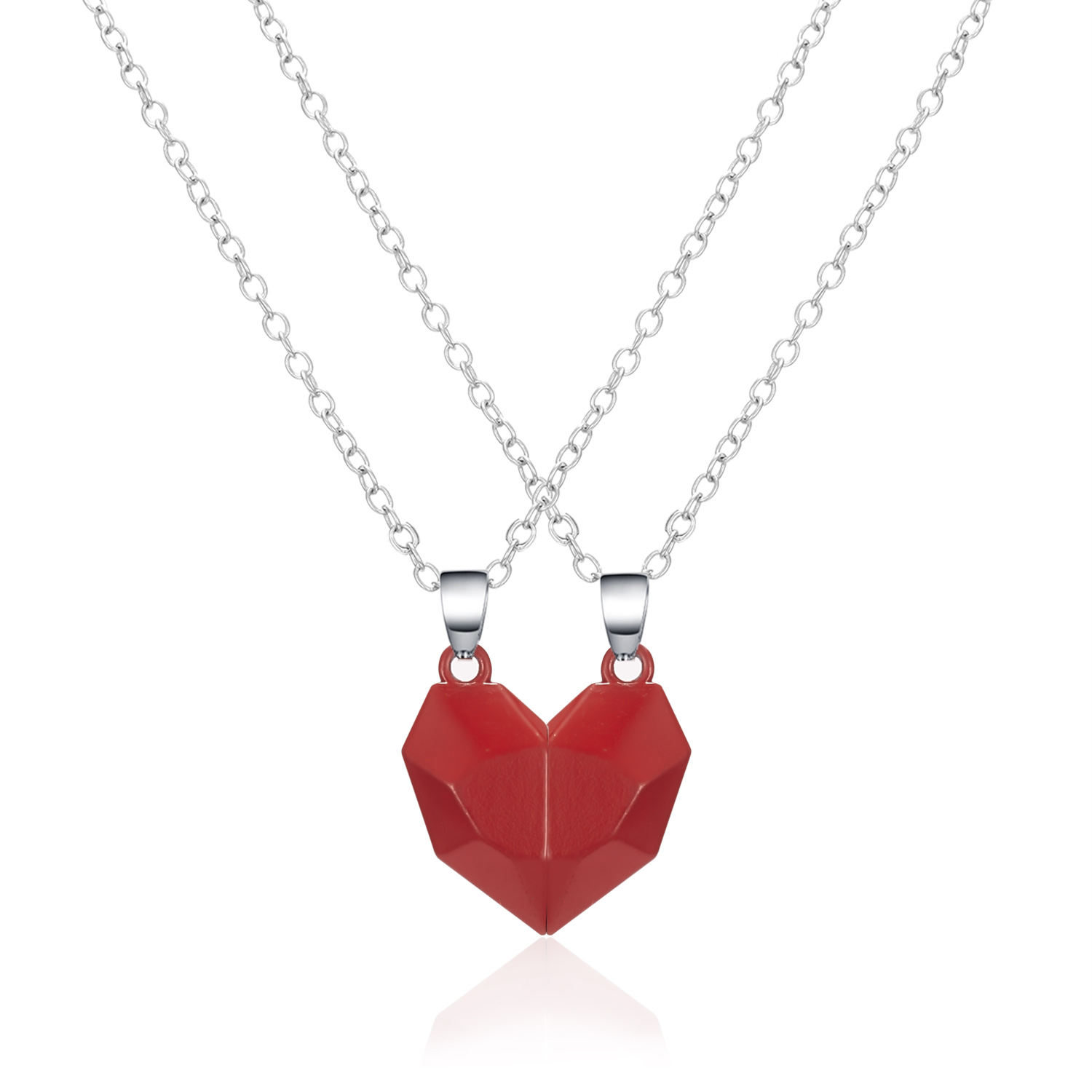 2Pcs personalità coppia magnetica collana per donna uomo amanti distanza sfaccettato cuore ciondolo collana coppie gioielli dichiarazione: A4