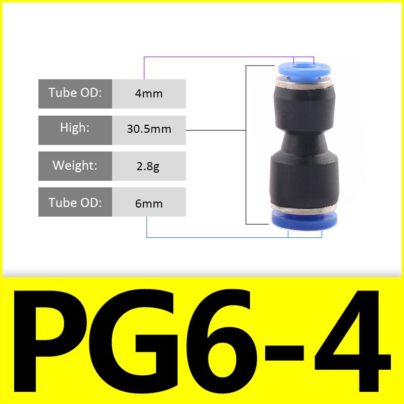 1PCS PU PG Blue Pneumatic Fitting Pipe Connector Tube Air Quick Fittings Water Push In Hose Couping 4mm 6mm 8mm 10mm 12mm 14mm: WHITE