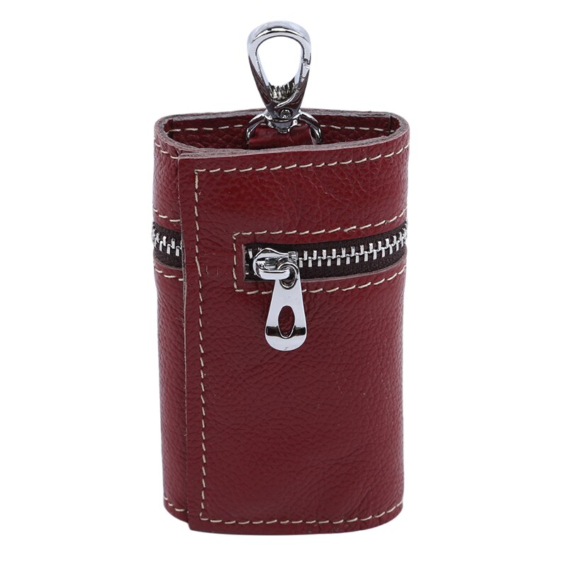 Caso chiave delle Donne degli uomini di Vita del Cuoio Multi-funzione Sacchetto di Chiave dell'automobile di casuale Sacchetto di Cuoio di Strato Superiore Della Chiusura Lampo scatola raccoglitore dell'UNITÀ di elaborazione di LKEEP 18 centimetri: rosso