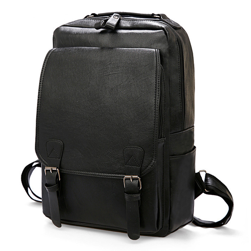 Vintage Laptop Rugzak Mannen Waterdichte Bagpack Kaki Reizen Mannen Tas Pu Lederen Rugzakken Grote Capaciteit Mannelijke Mochila Tassen Voor Mannen
