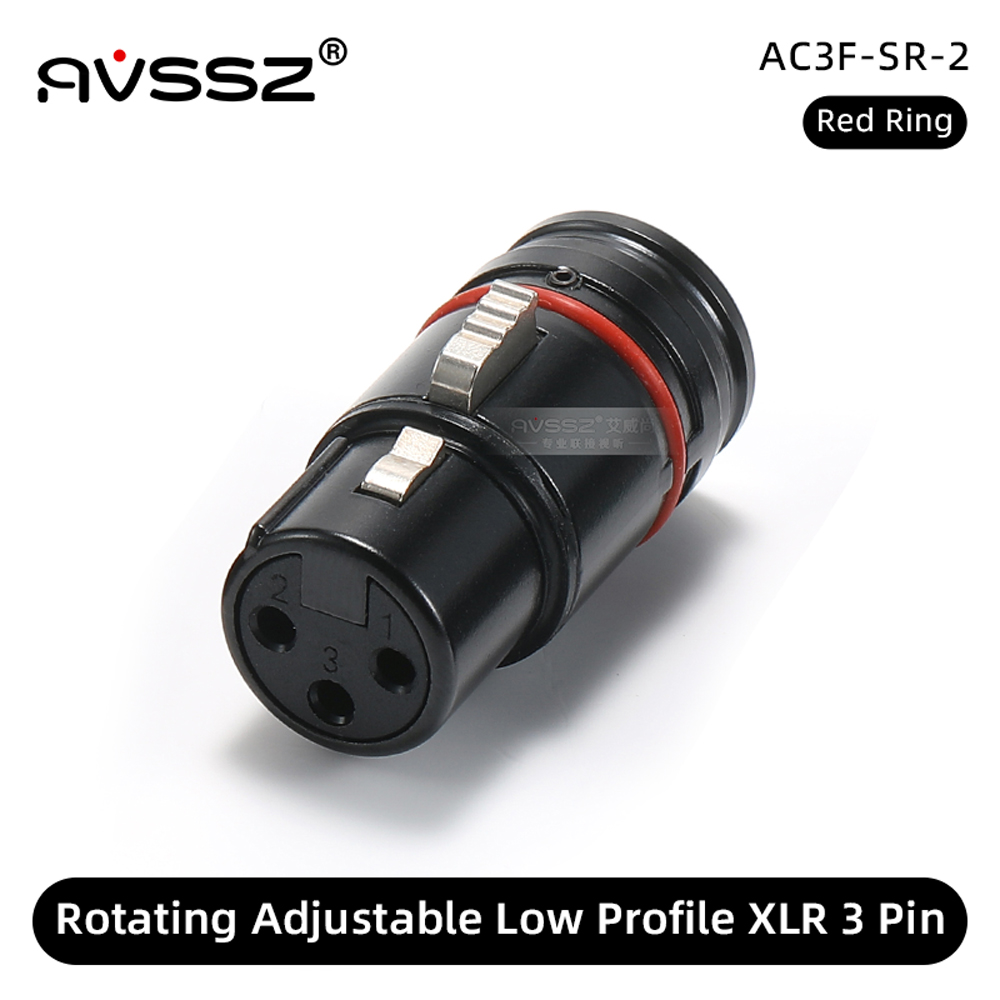 AVSSZ Low profile 3 Pin XLR Cable Connector 90° 360 Rotateable XLR Plug with Wrench, for Microphone Audio Mixer Headphone Amp: Red