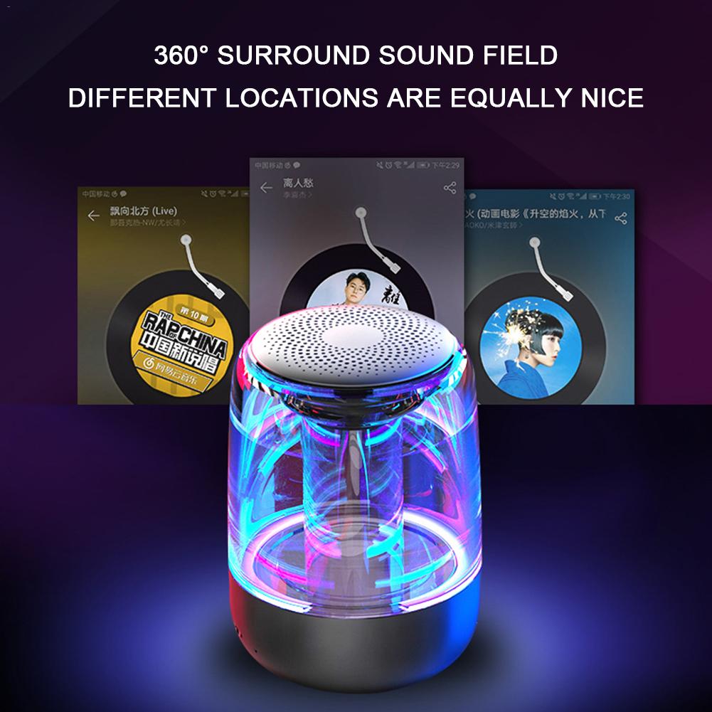 C7 Draagbare Bluetooth 5 0 Speaker Smart Speaker Transparant Led Lichtgevende Subwoofer Tws Stereo Cool Vibro Speaker