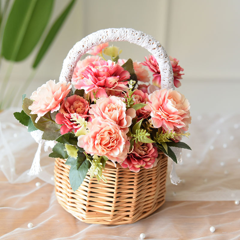 basket wicker hand-held flower basket floral flower arrangement bridal flower basket rattan mini bamboo basket storage basket