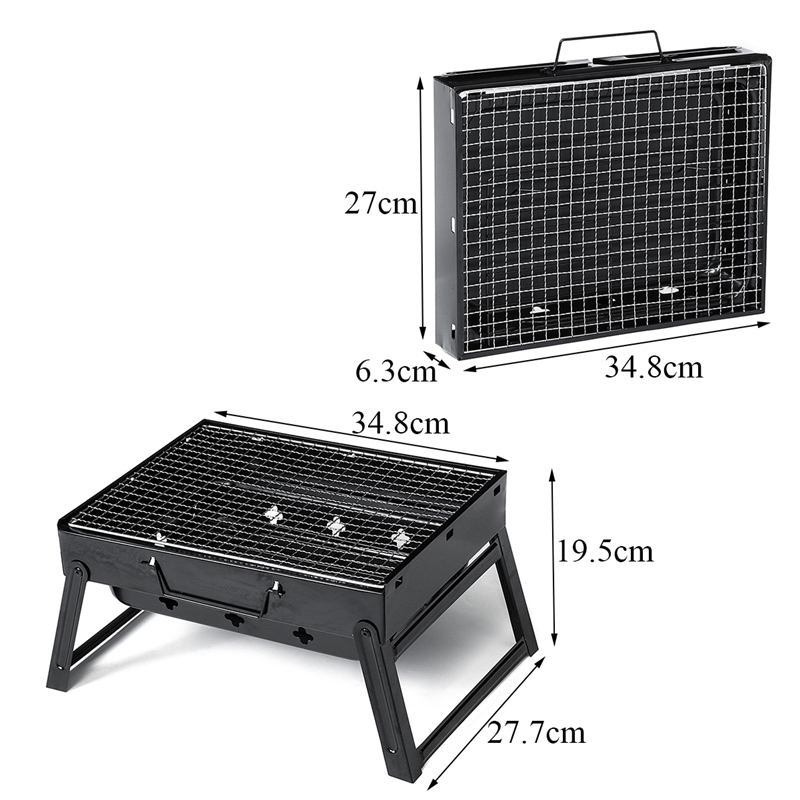 Portable Compact Charcoal BBQ Grill Cooker Bars Smoker Outdoor Camping Foldable Picnic Barbecue Tools 36x30x8cm