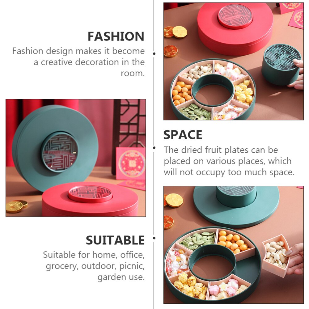 1pc Home Candy Box Compartments Dried Fruit Candy Box Food Storage Plate