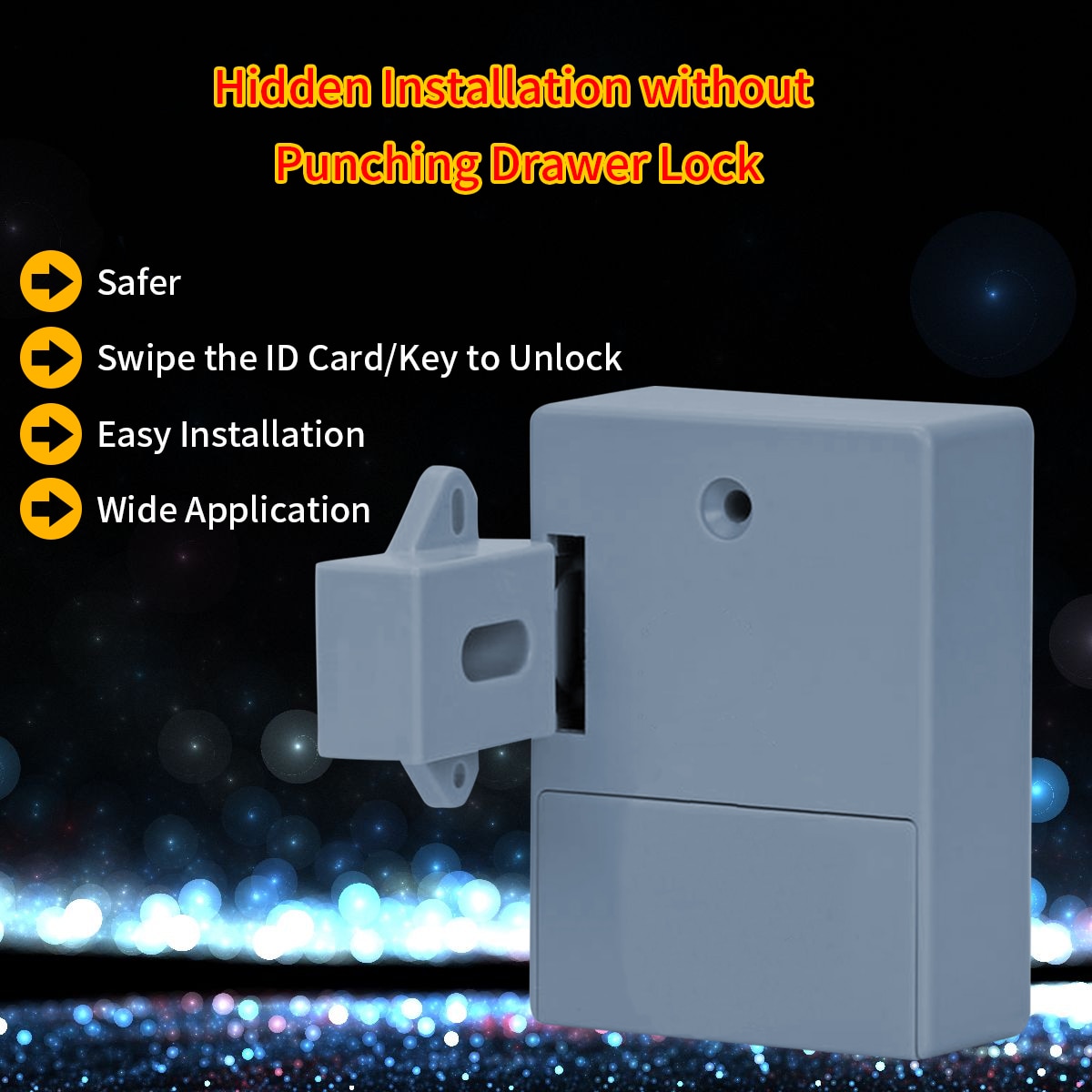 Cabinet Lock Adhesive Hidden Drawer Lock Shoe Cabinet Wardrobe Bathroom Inductive Digital Lock for Double-opening Door Grey T3