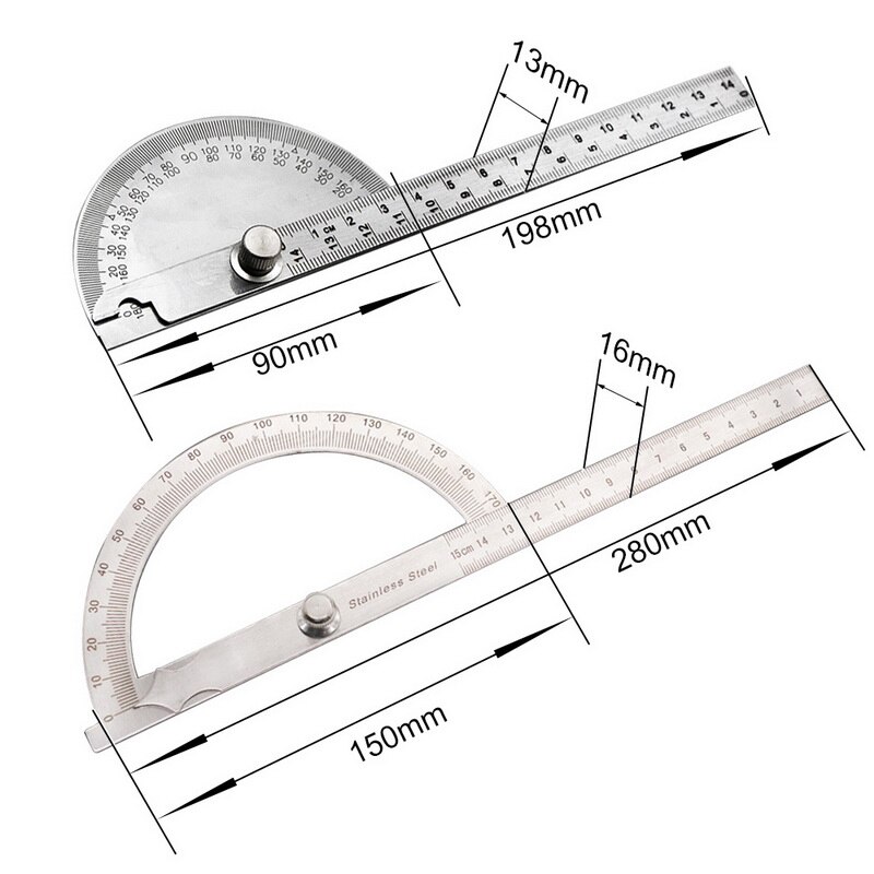 15cm 180 Grad Einstellbar Winkelmesser multifunktions edelstahl roundhead lineal mathematik messung werkzeug