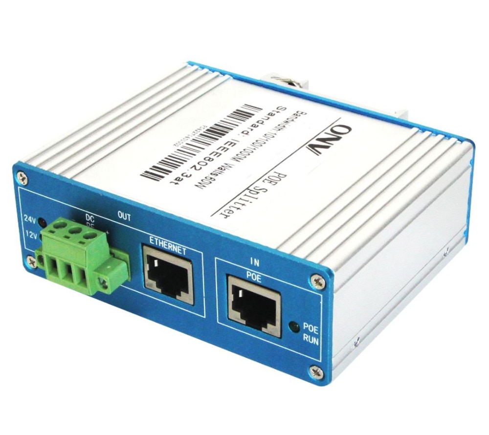 Single Port PoE Splitter with 1x RJ45 PoE Port and 1x RJ45 Ethernet Port. PoE Port Power is 60W