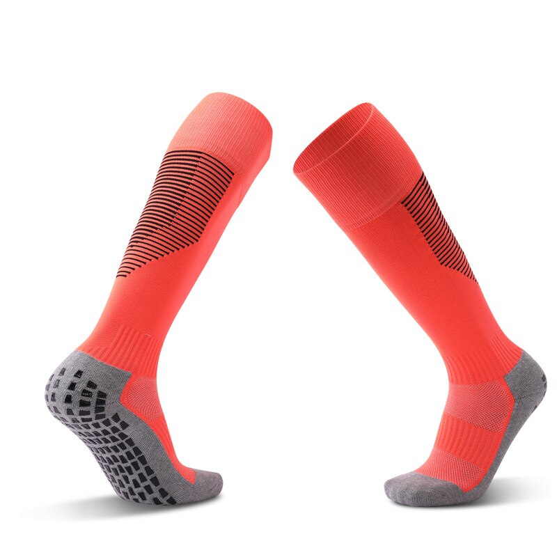 Men Women Spring Summer Breathable Football Socks Over Knee Non-slip Training Soccer Socks Outdoor Sports Socks SKJ033: Orange