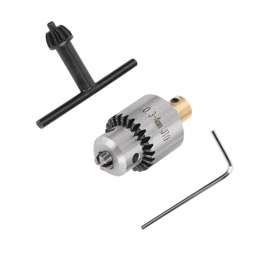 Micro Drill Chuck 0.3-4mm JTO Taper Mounted Drill Chuck and Wrench with Chuck Key for Lathe Electric Drill