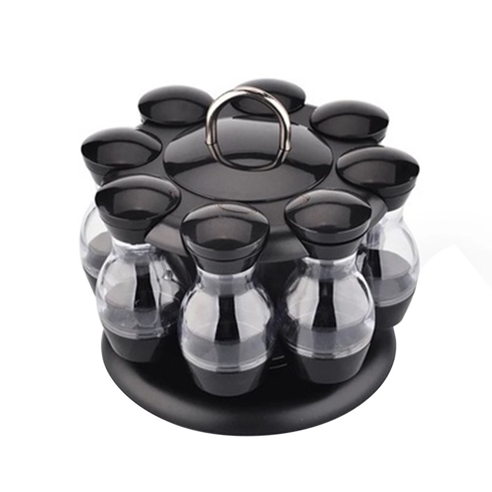 8 Jar Rotating Spice Rack Carousel Kitchen Storage Holder Condiments Container Kitchen Seasoning Bottle Set