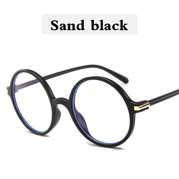 Round Glasses Frame Literary Retro Flat Glasses Frame Transparent Trend Wild Men and Women Street Shooting Glasses: Sand black