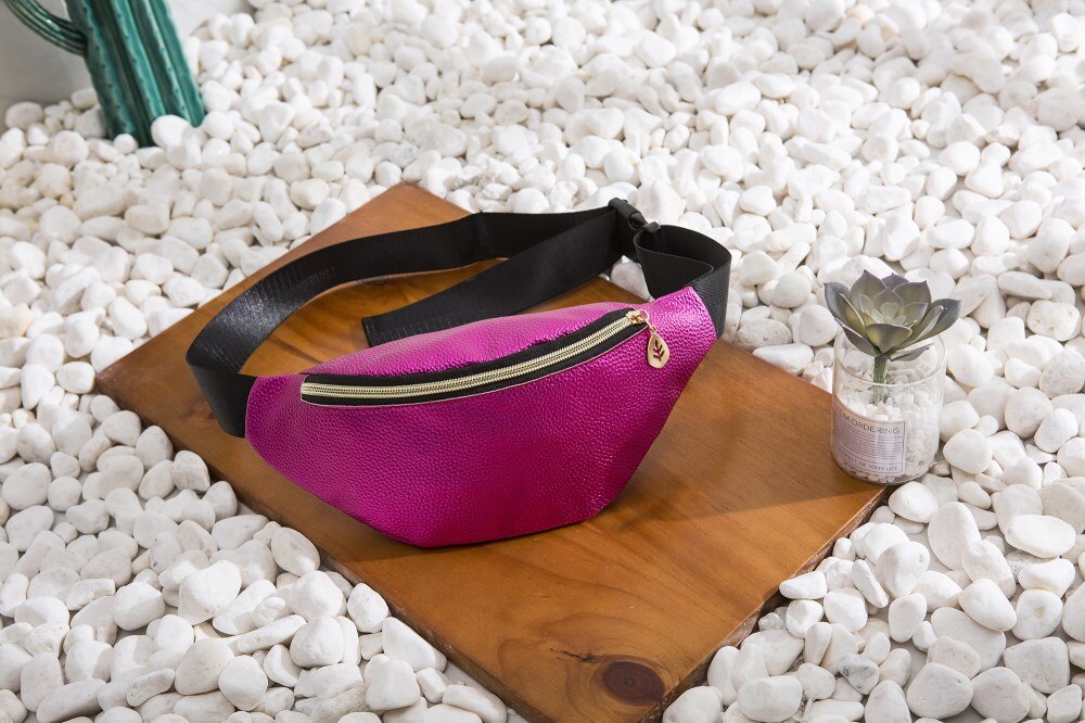 Vanntett midje fanny pack belte bag veske reise sport hip veske menn kvinner rygg dame pu ensfarget midje pakker: D