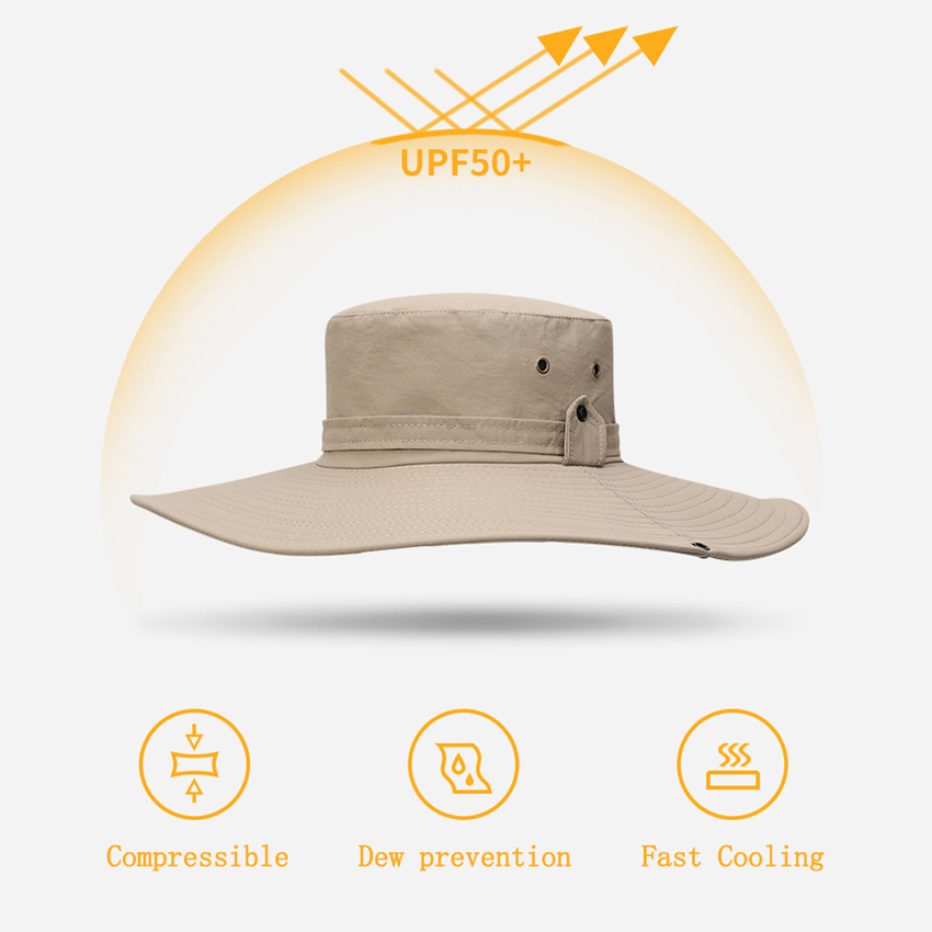Summer Bucket Hat Cowboy Men Outdoor Fishing Hiking Beach Hats Mesh Breathable Anti UV Sun Cap Large Wide Brim