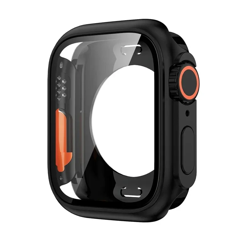 Tempered Glass+Cover For Apple Watch case 46mm 42mm 45mm 44mm 41mm 40mm Screen bumper Protector for iwatch serie 10 9 8 7 6 SE 5: Blue / 1 Inches