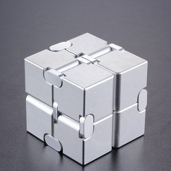 Aluminum Alloy Magical Infinity Cubeb Fidget Toys Infinite Flip Decompression Cubes for Stress Relief: Upgrade silver