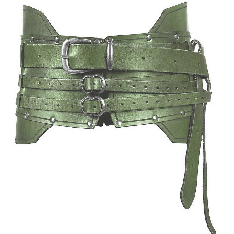 Cinturón de armadura de cuero ancho Medieval para hombre y mujer, accesorio de cintura Steampunk para disfraz de caballero Vikingo, pretina antigua para Cosplay de Larp: green