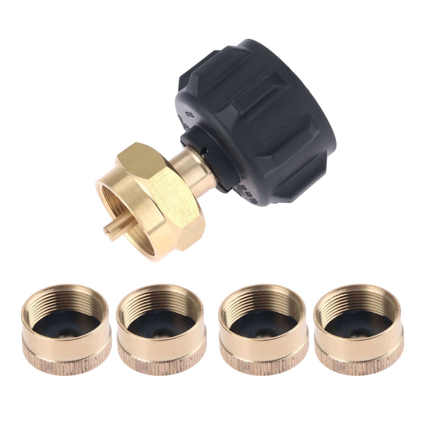 Propane Refill Adapter for QCC1 Tank and 1LB Gas Bottle Cylinder with 4pcs Propane Tank Caps Protect Caps