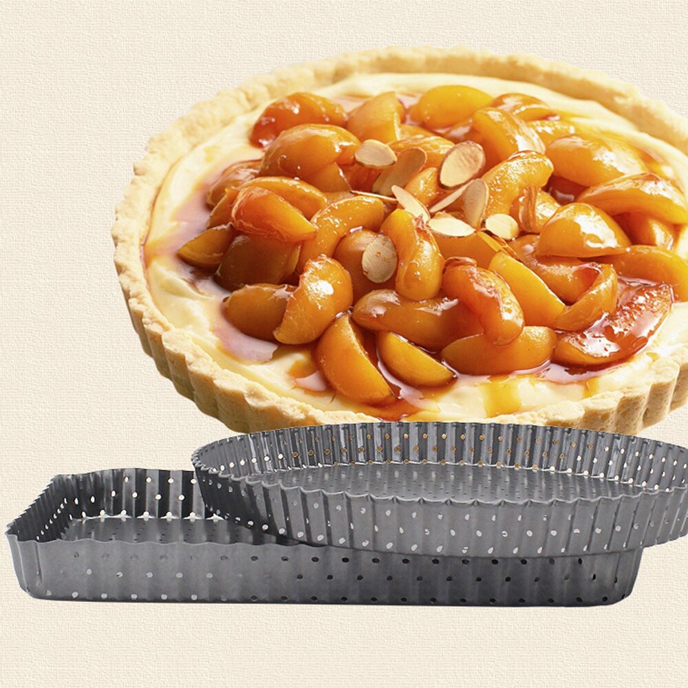 Pizza Pan Premium Perforated Non-Stick Carbon Steel Round Square Fruit Pie Plate Removable Loose Bottom Kitchen Baking Bakeware