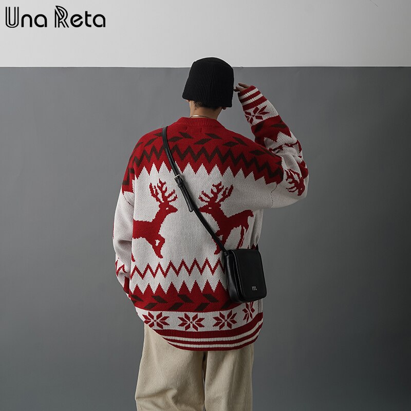 Una reta sweater mænd patchwork julesweater mænd tøj print pullover mænd pull homme vintage par sweater