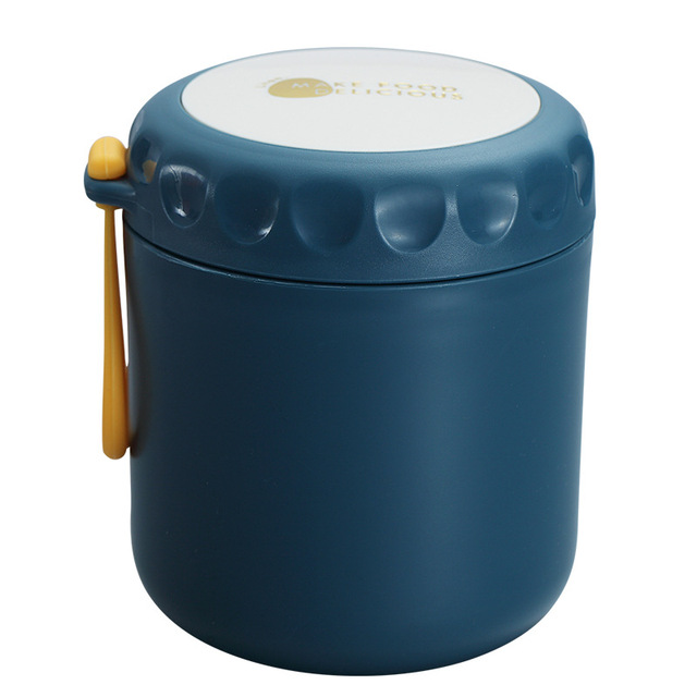 Mini Thermal Lunch Box for kids Stainless Steel Vaccum Cup Soup Cup Insulated Lunch Box Portable Breakfast Milk Food Container: plastic blue
