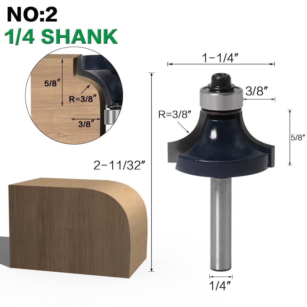 1 stk 6mm skaft 1/4 " skaft hjørne rundt over fræser med lejefræser til træværk wolframkarbid