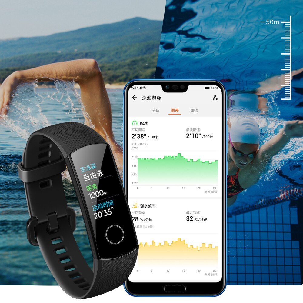 Originele huawei honor band 5 bloedzuurstofmonitoring realtime slimme polsbandjes kleuren touchscreen fitness waterdichte armband