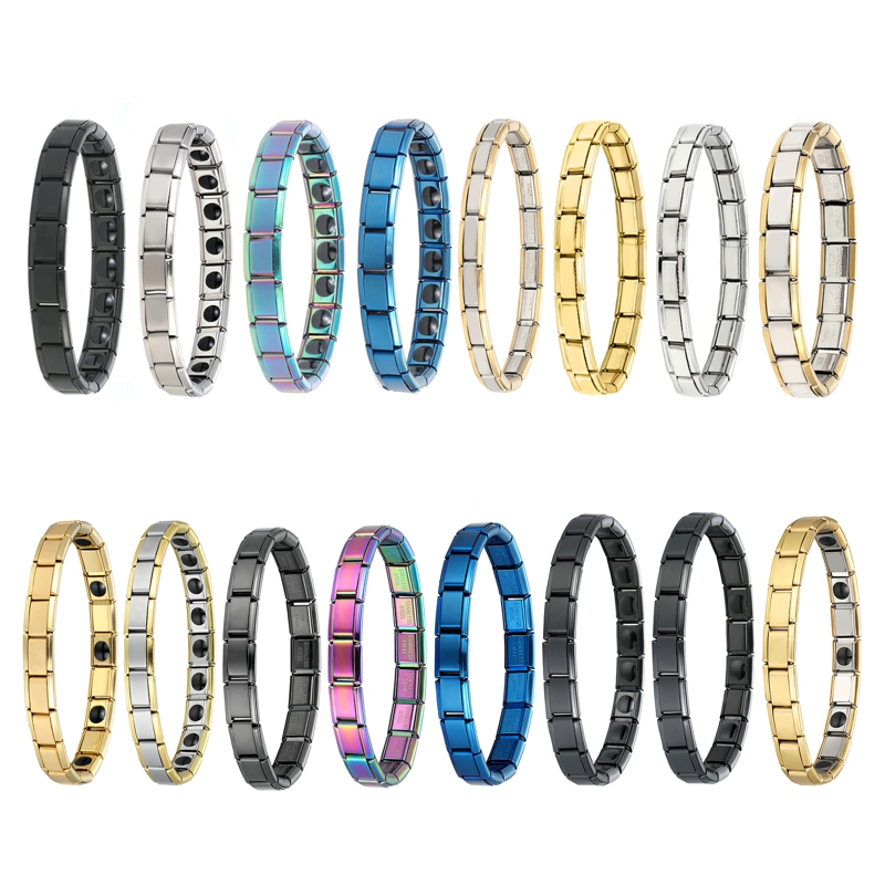 Youvelst-pulsera de módulo personalizado, Itanlian brazalete elástico, de acero inoxidable, a la