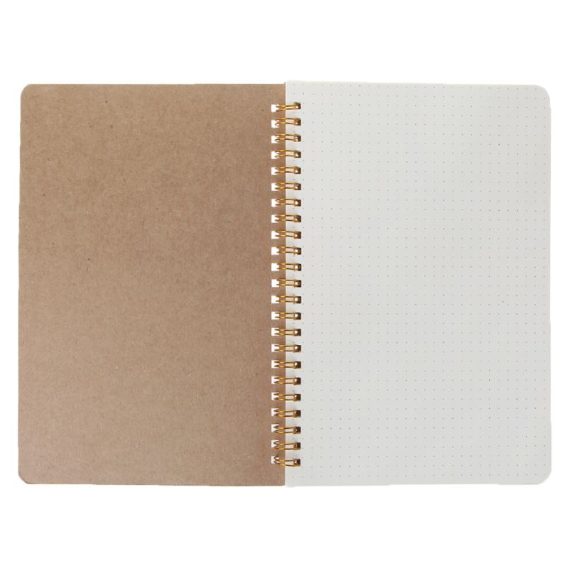 A5 Bullet Notebook Kraft Dot Grid Time Management Blank Book Spiral Journal Weekly Planner School Office Supplies 19QA: Coffee