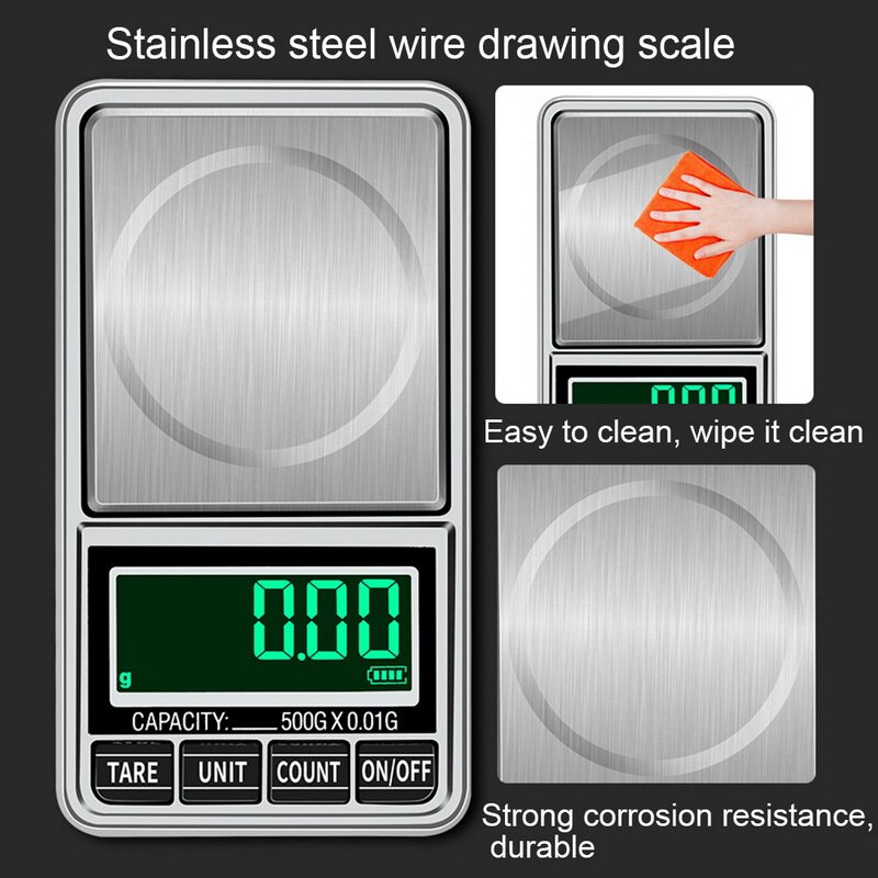De carga USB Digital de bolsillo escala Mini escala de la joyería 100g/200g/300g/500g 0,01g de precisión equilibrio electrónico LCD escala de peso