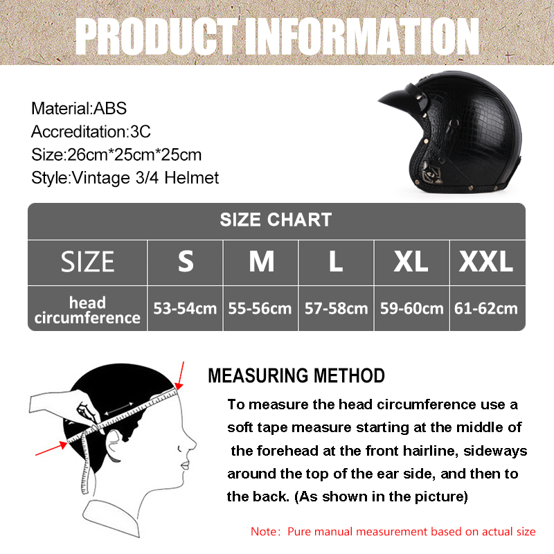 UCHOOSE retro Motorradhelm PU Leder offen Gesicht 3/4 Zerhacker Fahrradhelme klassisch Casco Moto Jahrgang