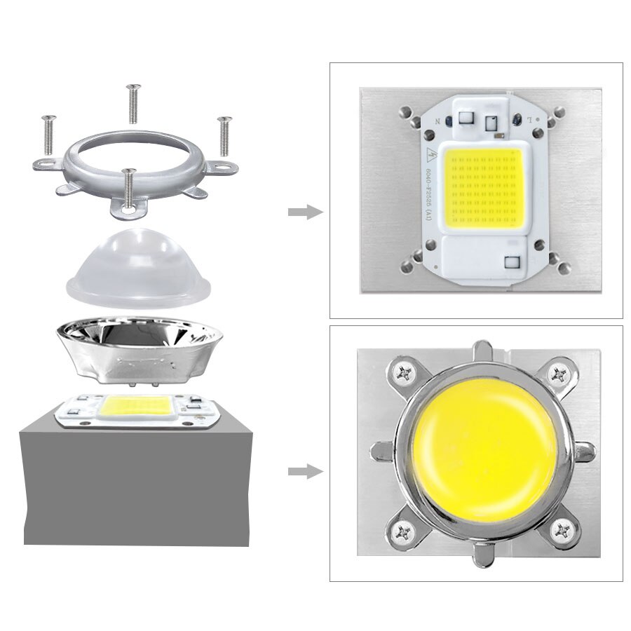Optinen led linssin heijastin 44mm 60 120 asteen cob led siru lampun kansi tulenkestävä kiinteä kiinnike diodi matriisi kohdevalo valonheitin