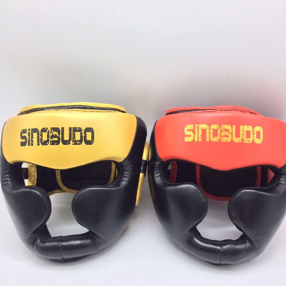 Sinobudo hovedudstyr lukket type mma boksehjelm hovedbeskytter vagt taekwondo sanda muay thai kickboxing konkurrence guld rød