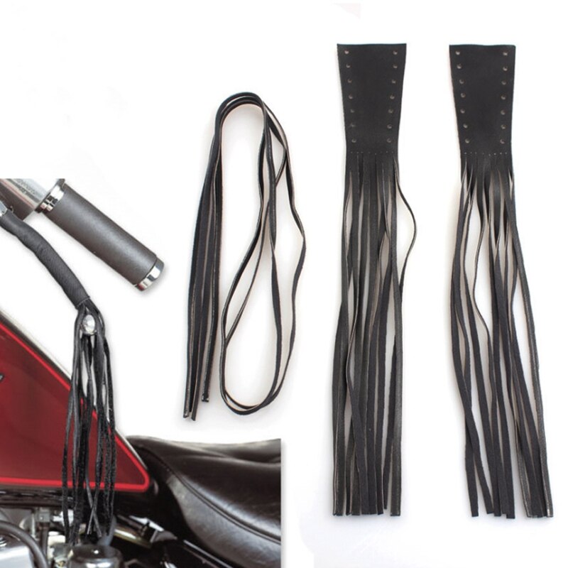 Motorcykel sort pu læder bremsehåndtag dækker biker clutch frynser kvaster til cruiser chopper bobber chief classic