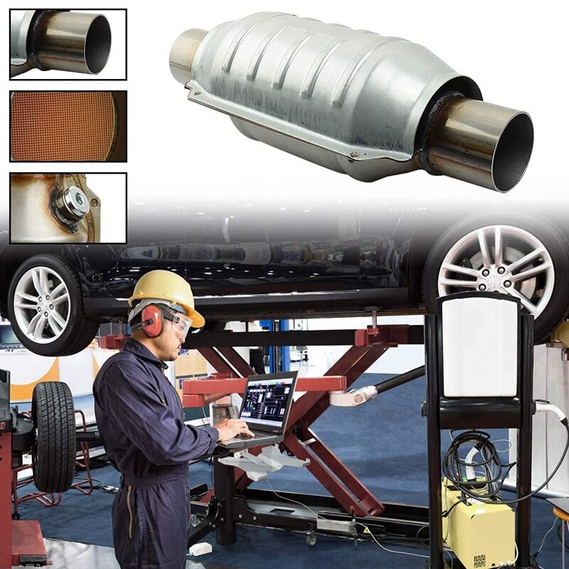 Convertidor Catalítico Universal de entrada/salida, con puerto O2 y escudo térmico, convertidor catalítico de acero inoxidable 53004 para coche