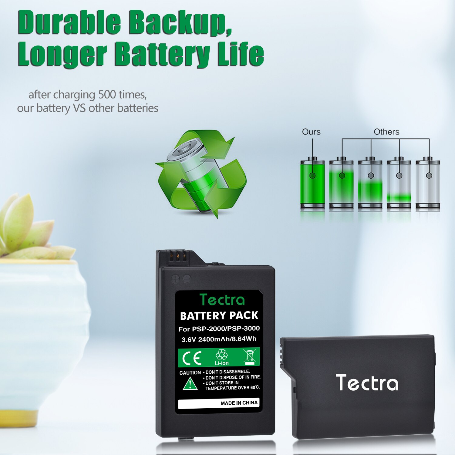2400Mah Batterij + Led Oplader Voor Sony Psp 3000 Psp Slim 2000 PSP-S110 Console, PSP-2001, PSP-3000, PSP-3001, PSP-3002, PSP-3004