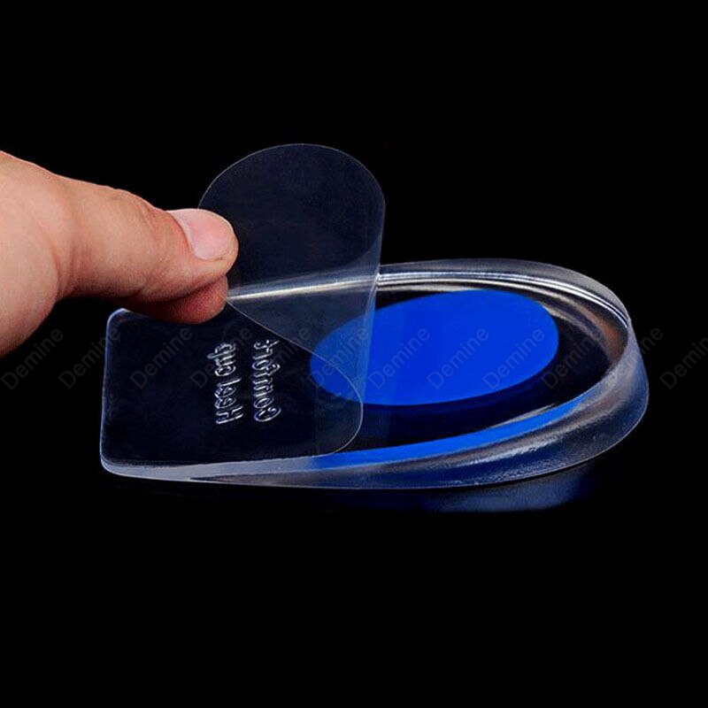 Almohadillas de silicona para el talón para hombre y mujer, zapatos con copa para insertar el talón, alivia el dolor, aumenta la altura, plantilla de Medio Gel