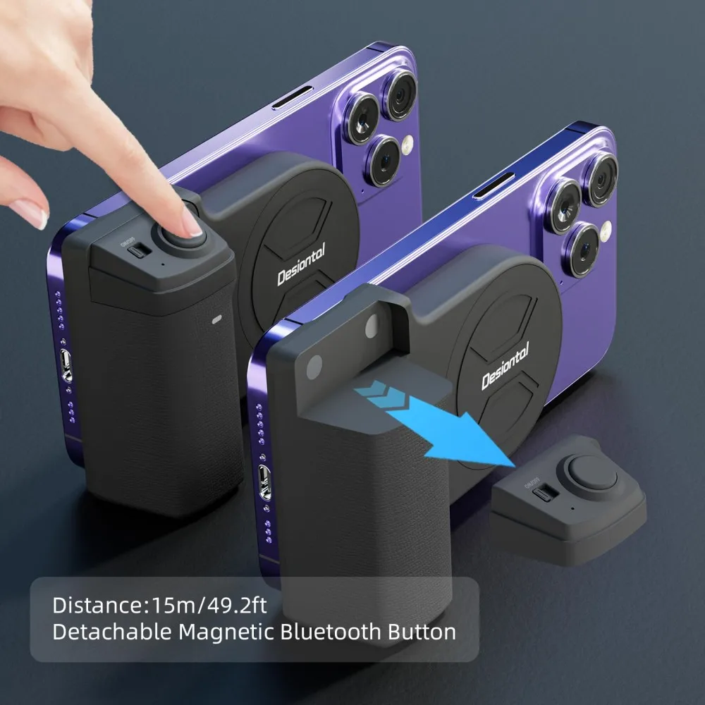 Smartphone-greep voor iPhone en Android Video-opnamehandvat Bluetooth-beugel Magnetische Progrip Fotografie-accessoire